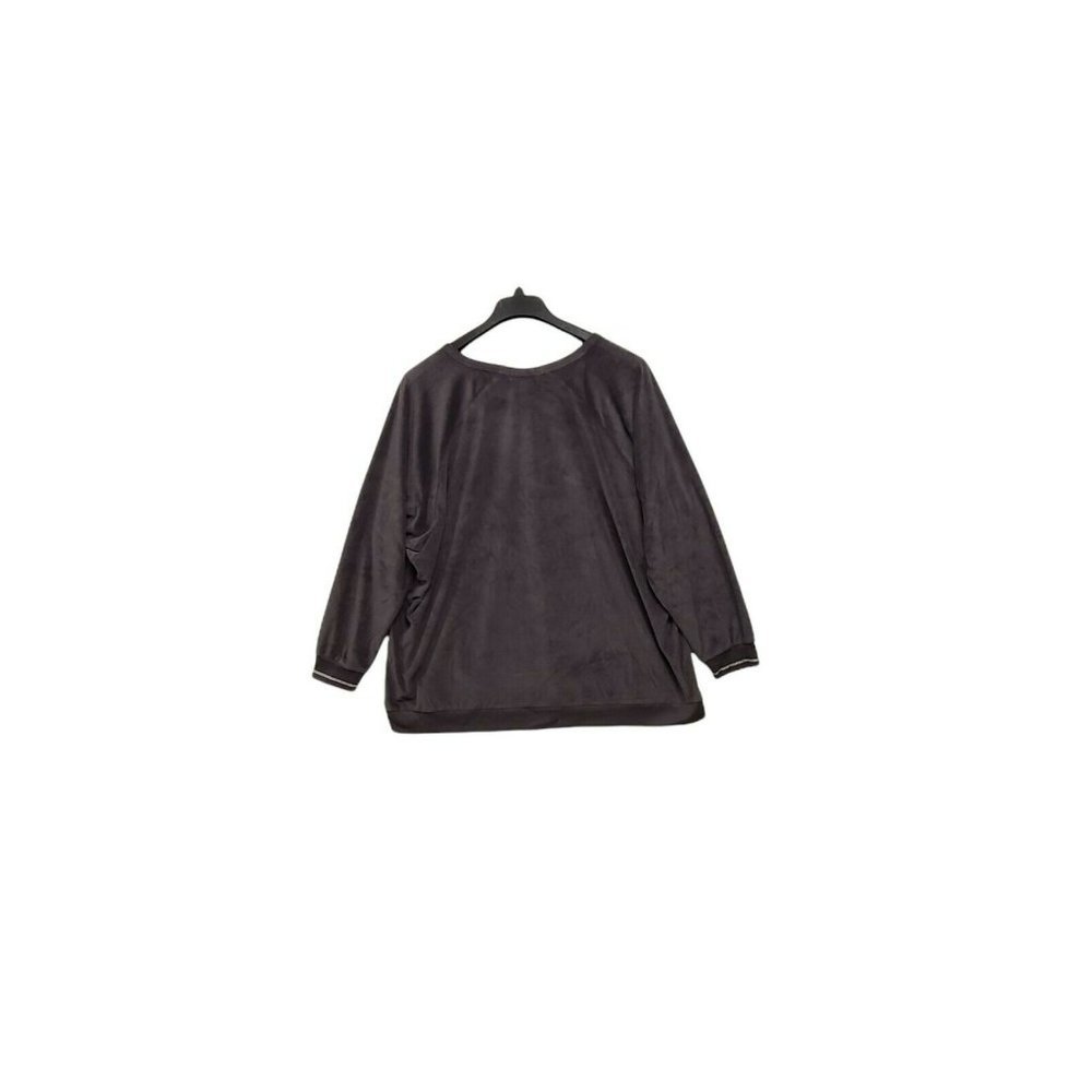PJ Salvage Lounge plus size 3x Grey Oh My Velour Top Ribbed Cuff sleepwe… - Picture 2 of 7